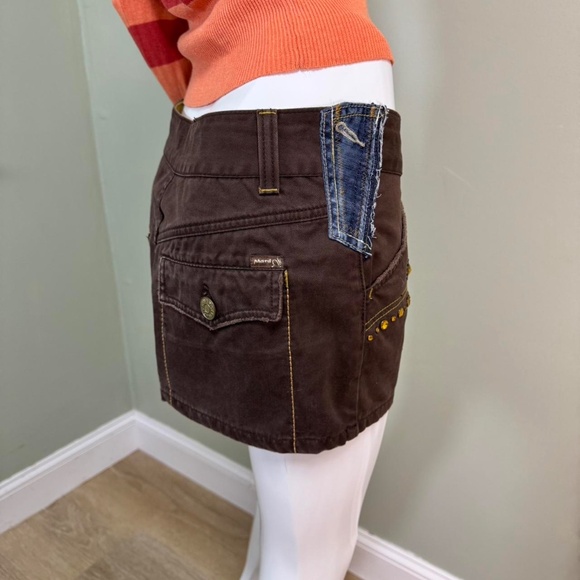 CONIC Y2K Phard Brown Studded Mini Skirt – / Early 2000s Italian Designer - Picture 2 of 8